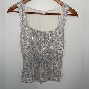 Moa Moa Sparkling Silver Sequin Blouse